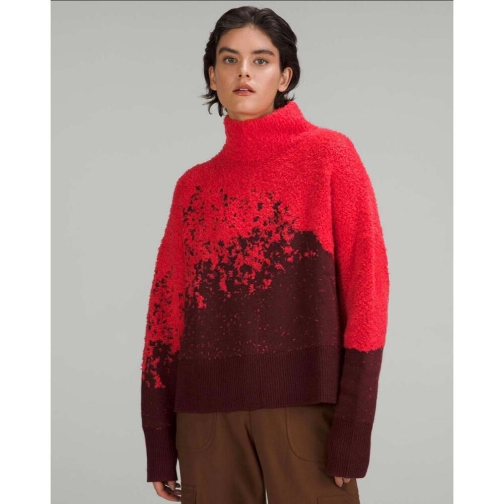 Lululemon: Ombre Knit Textured Turtleneck
Red Merlot / Carnation Red